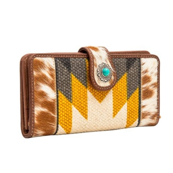 NWT Myra Bag Leather Cowhide & Rug Canvas Wallet - Picture 2 of 5